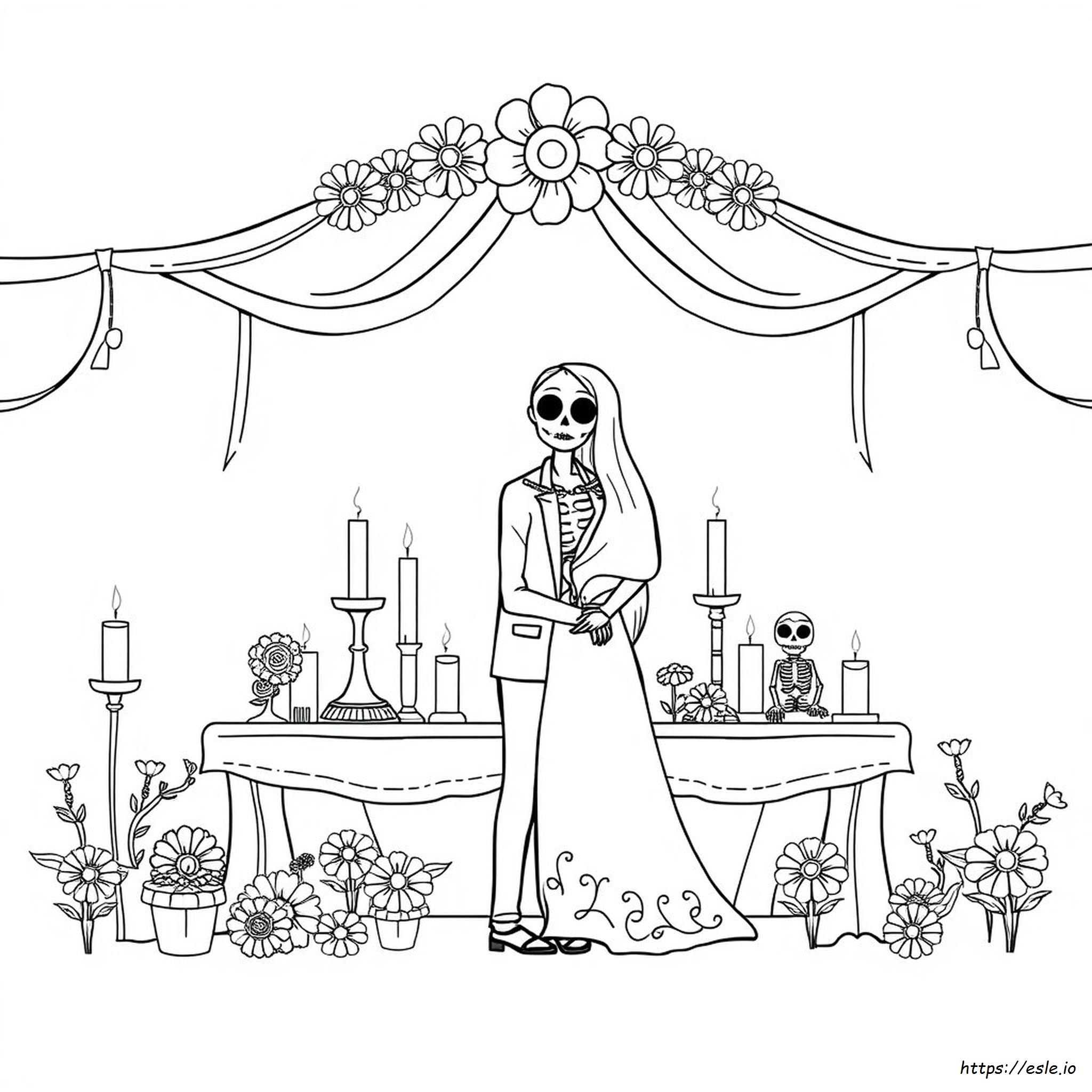 Dia De Los Muertos Couple Coloring Pages