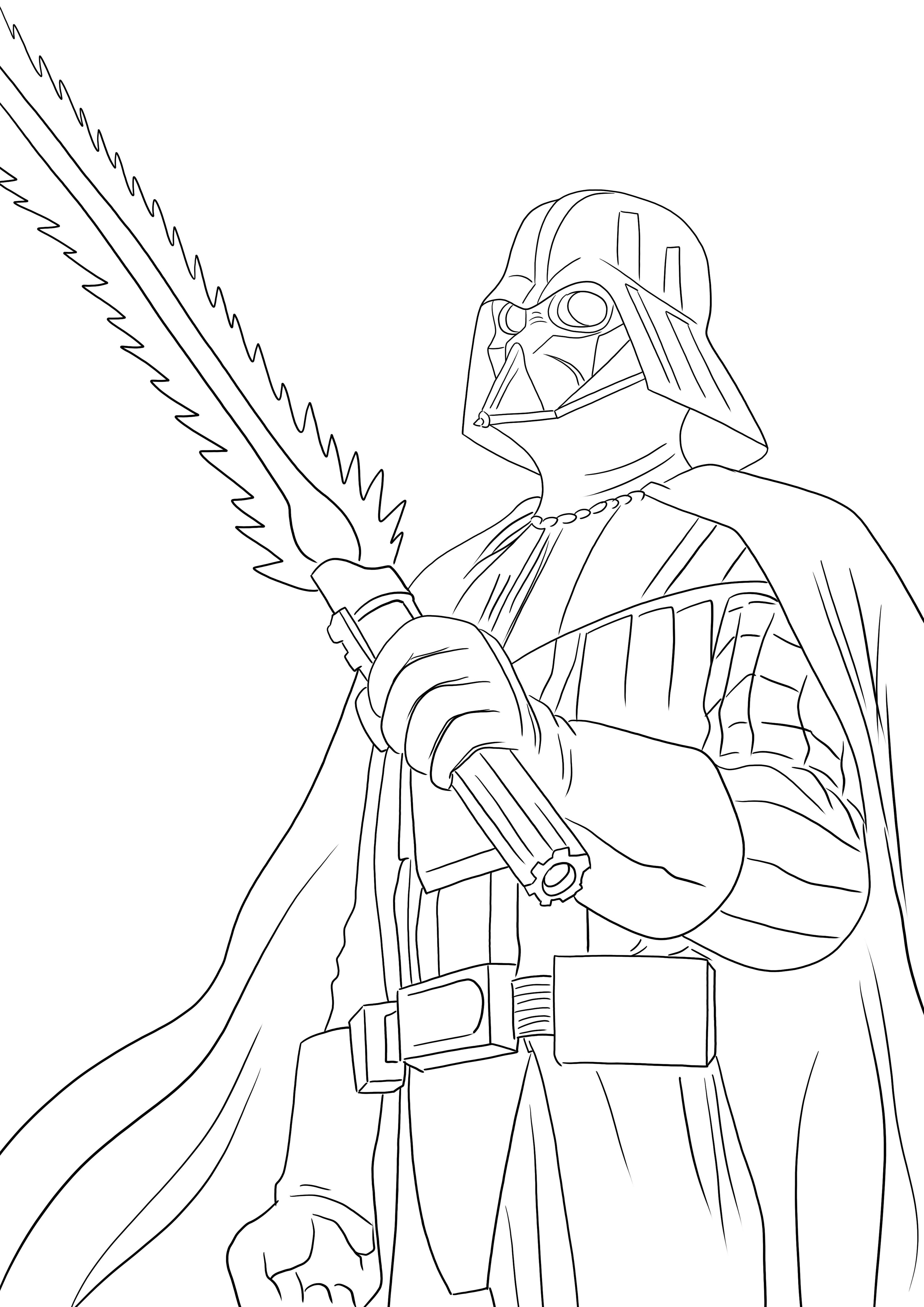 Czarny charakter Dartha Vadera do wydrukowania i pokolorowania dla wszystkich miłośników Gwiezdnych Wojen