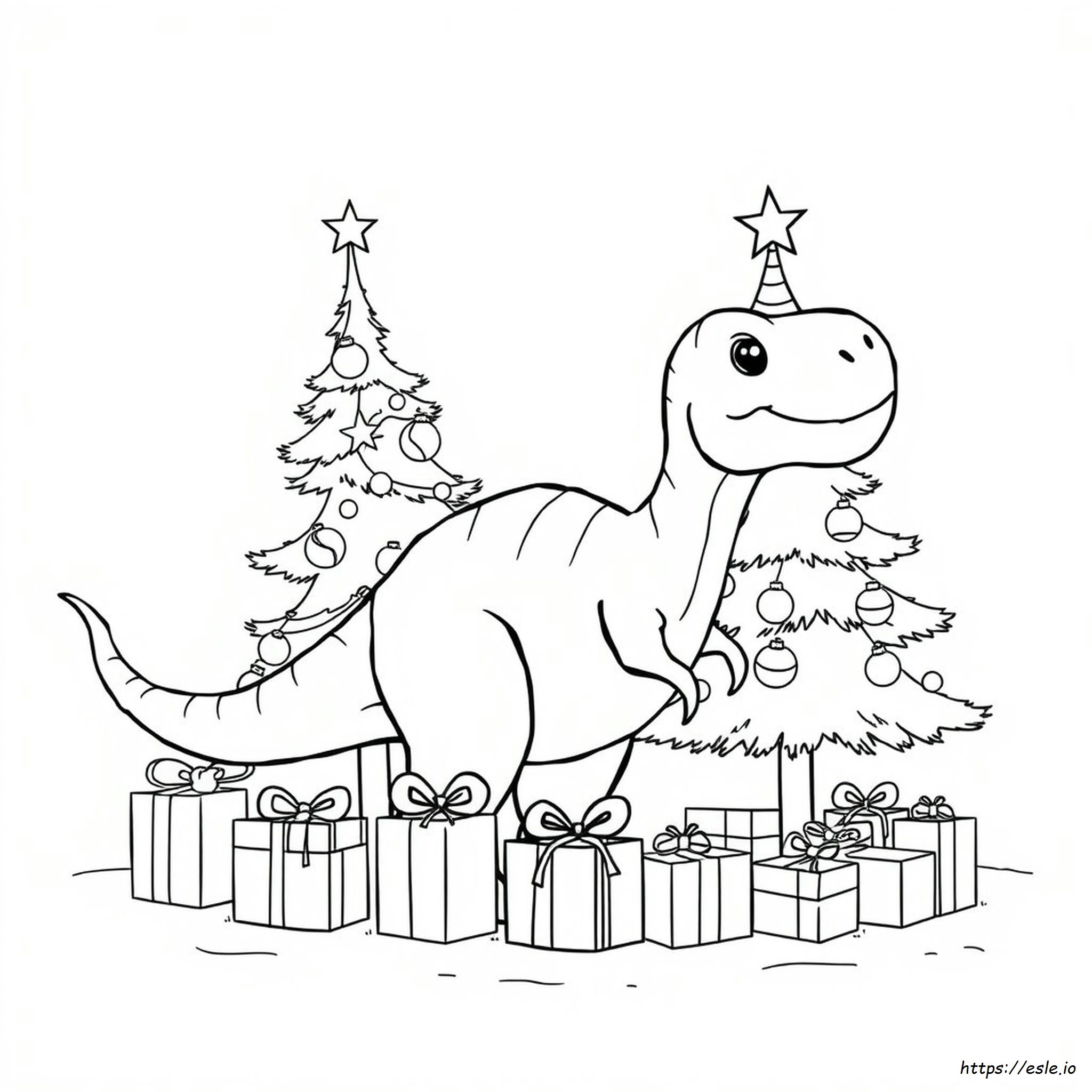Dinozaur De Crăciun De Colorat