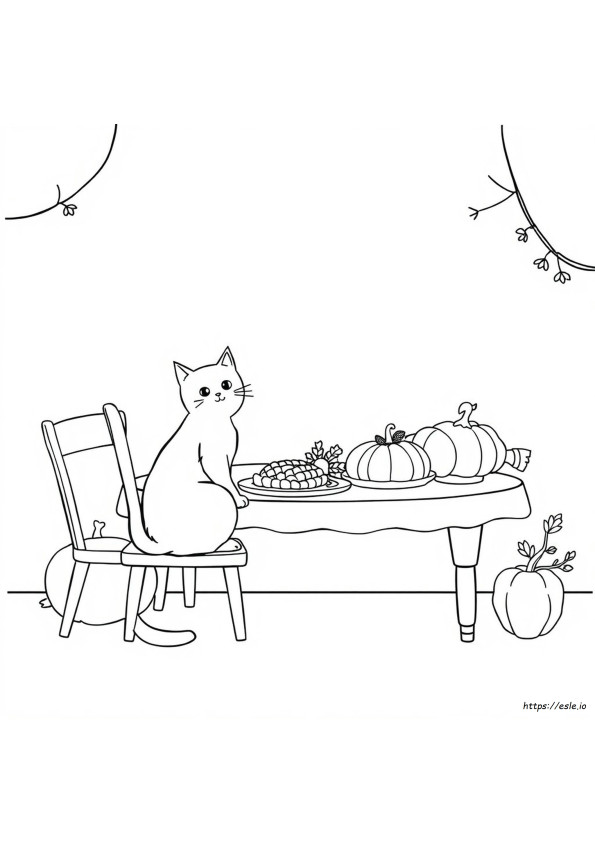 Thanksgiving Cat Coloring Pages