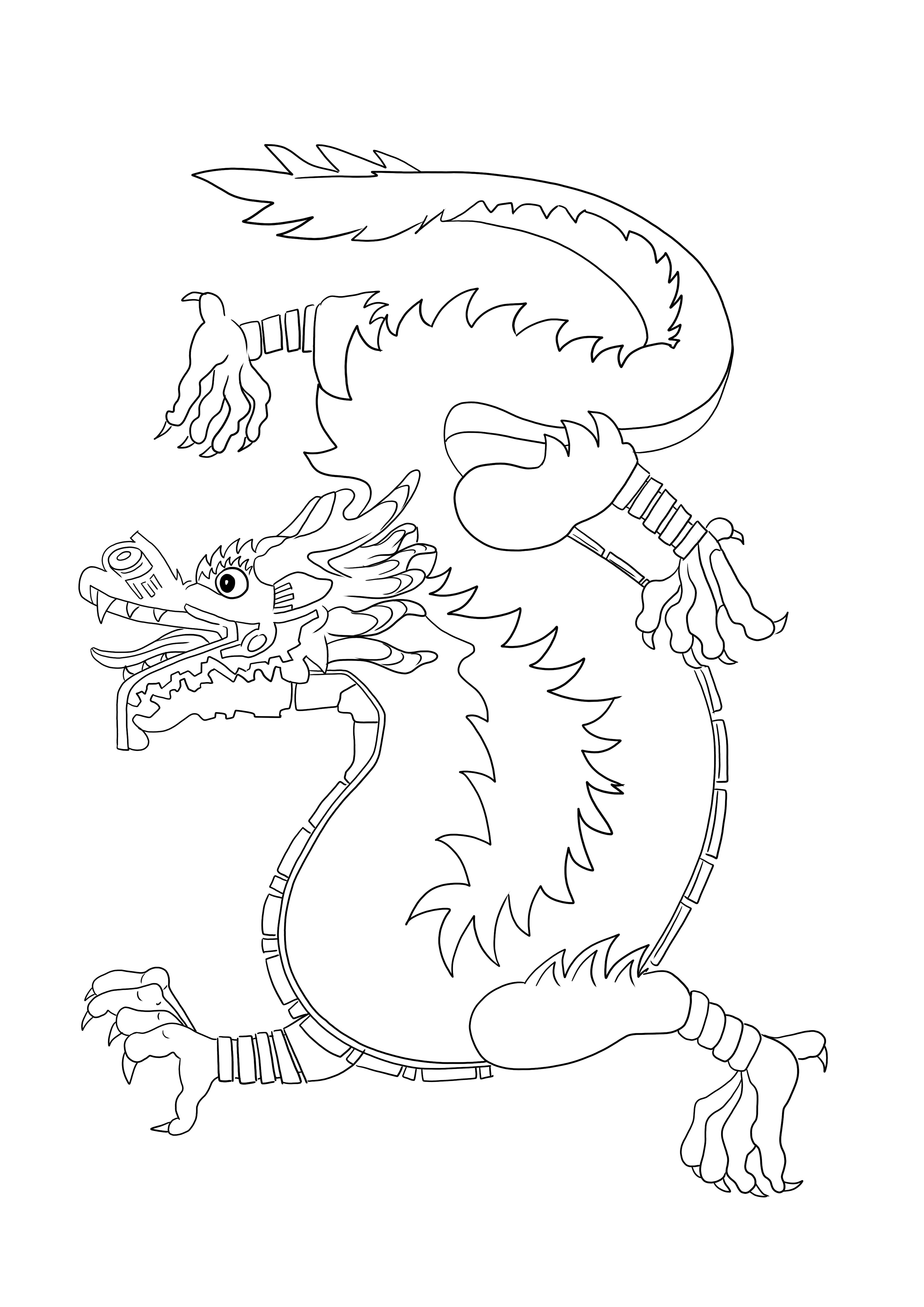 Desenho de Dragão Chinês para colorir para imprimir ou baixar gratuitamente para crianças