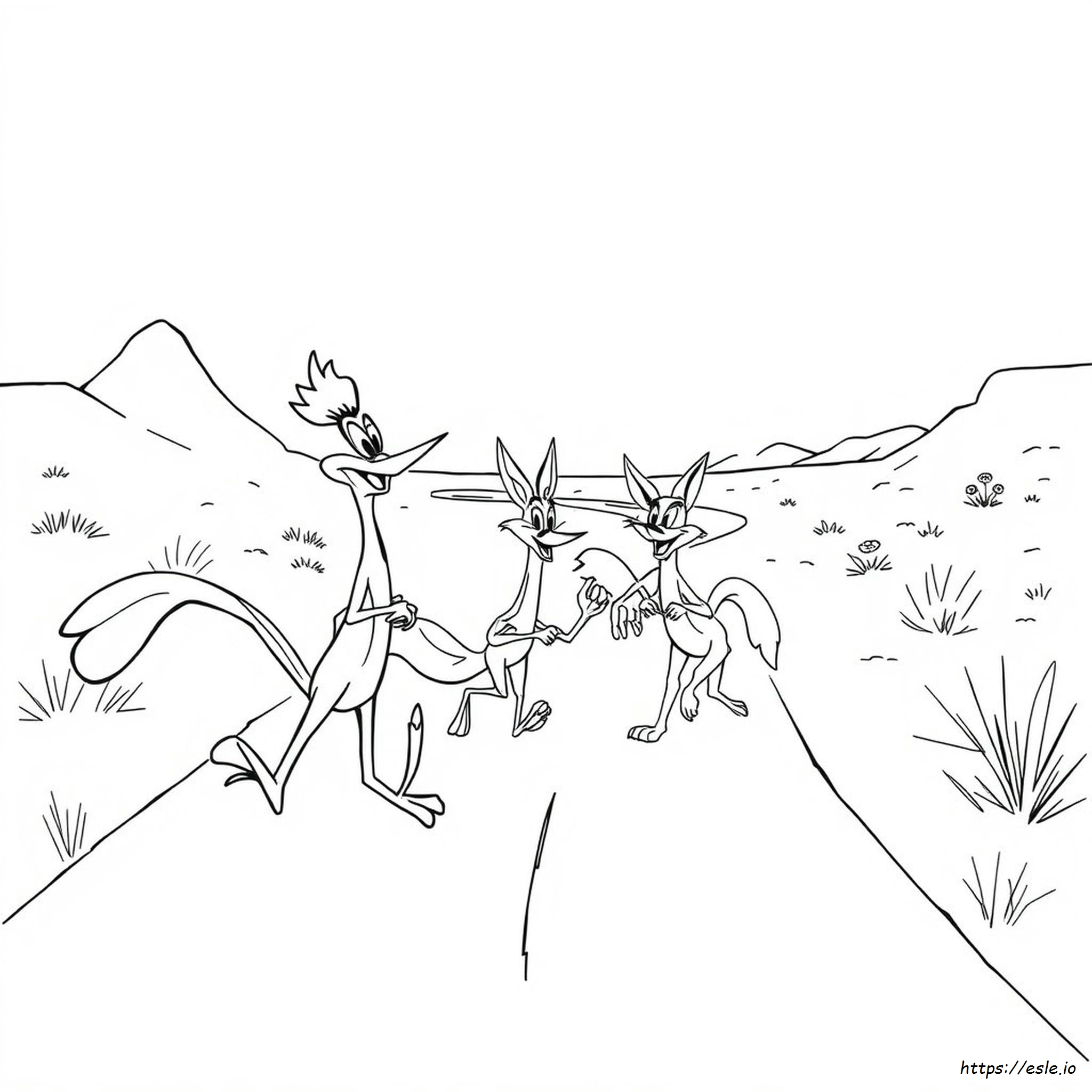 Halaman Mewarnai Roadrunner Dan Coyote