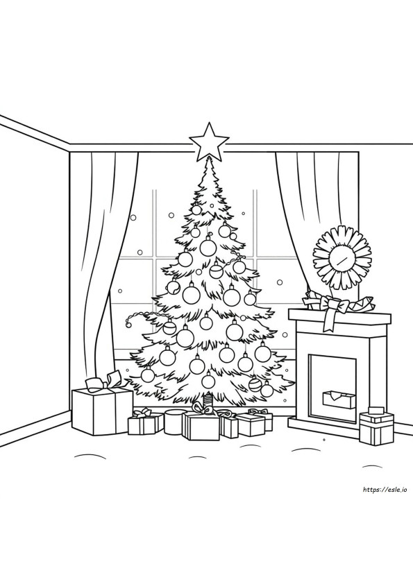 Gambar Mewarnai Clipart Pohon Natal