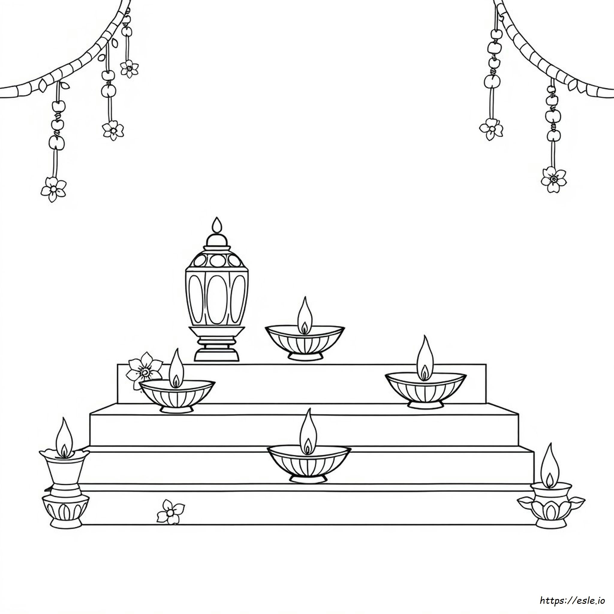 Diwali Lamp Coloring Page