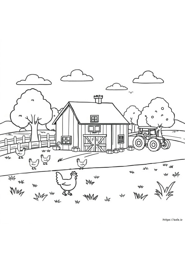 Printable Farm House Coloring Pages