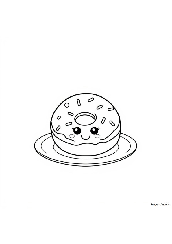 Kawaii Schattige Donut Kleurplaat