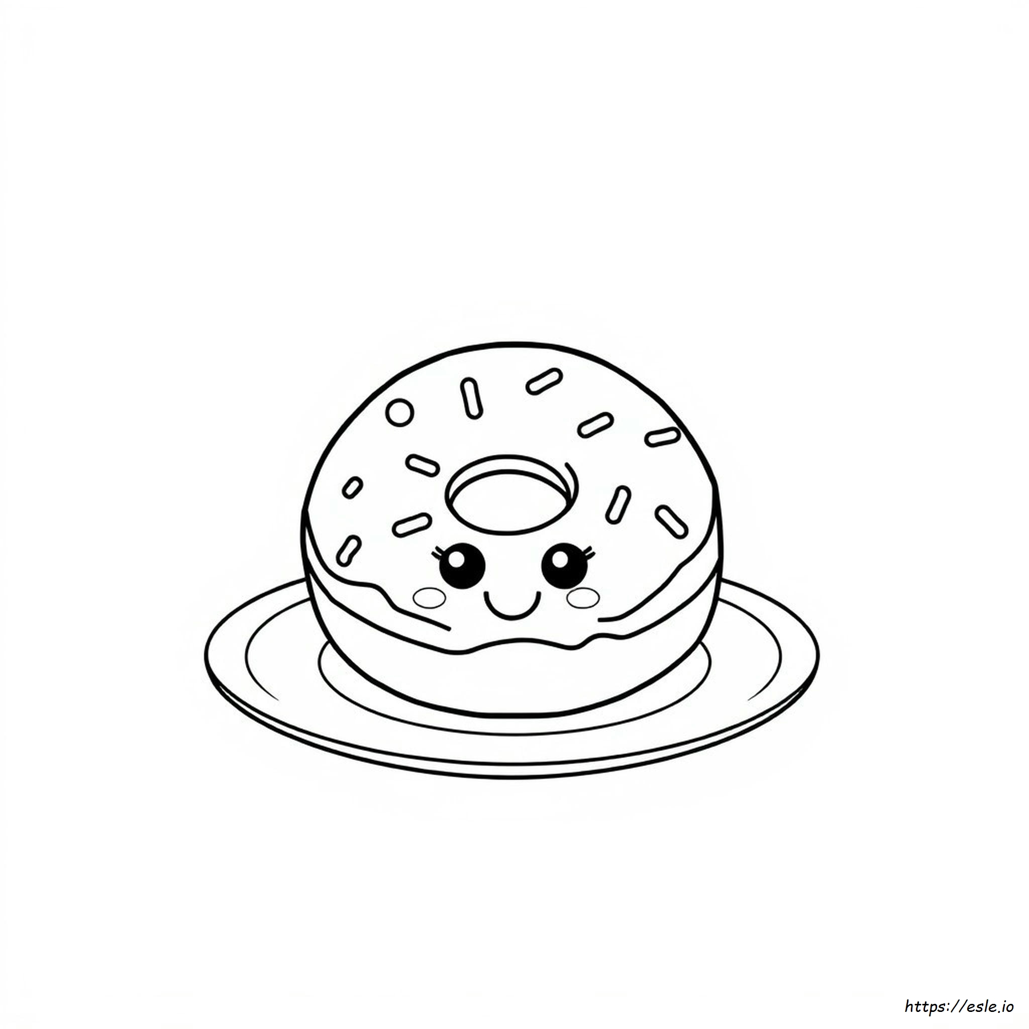 Kawaii Cute Donut Coloring Page