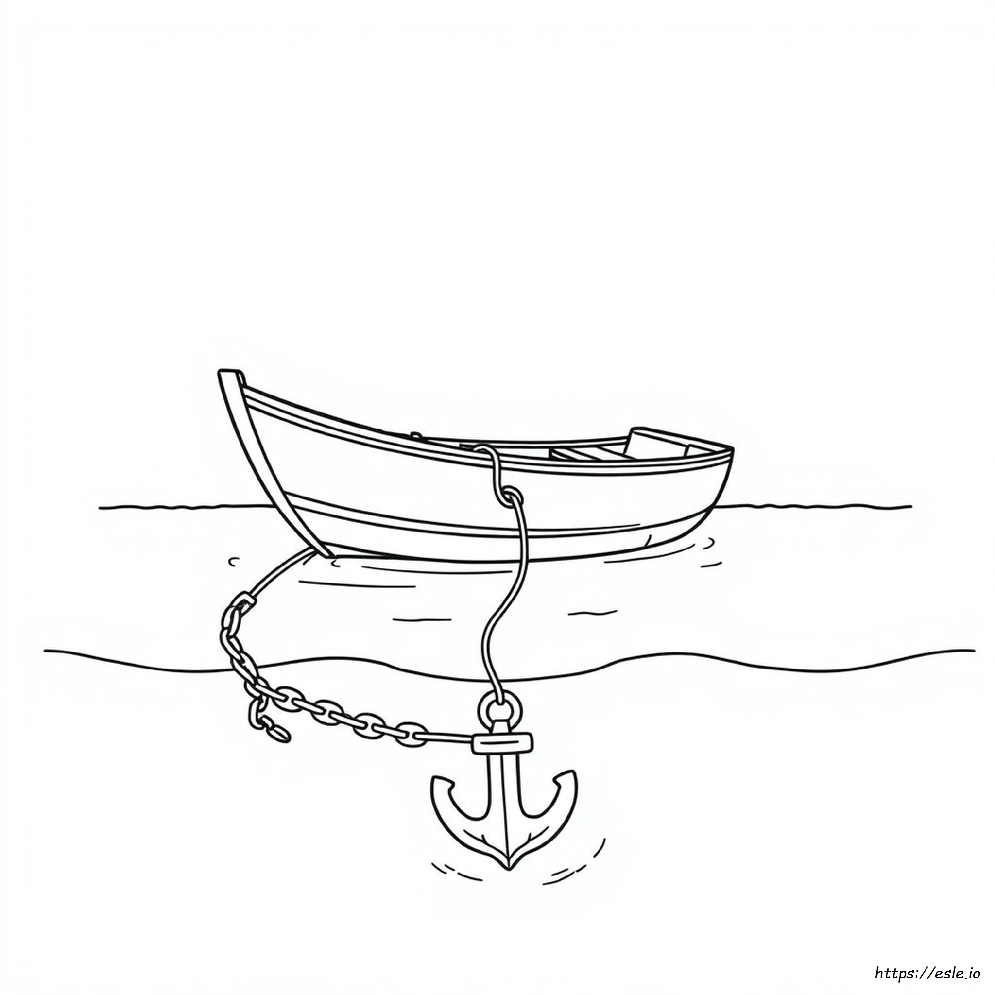 Boat With Anchor Coloring Page