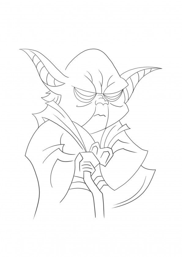 Yoda free printable coloring page for kids to learn about Star Wars