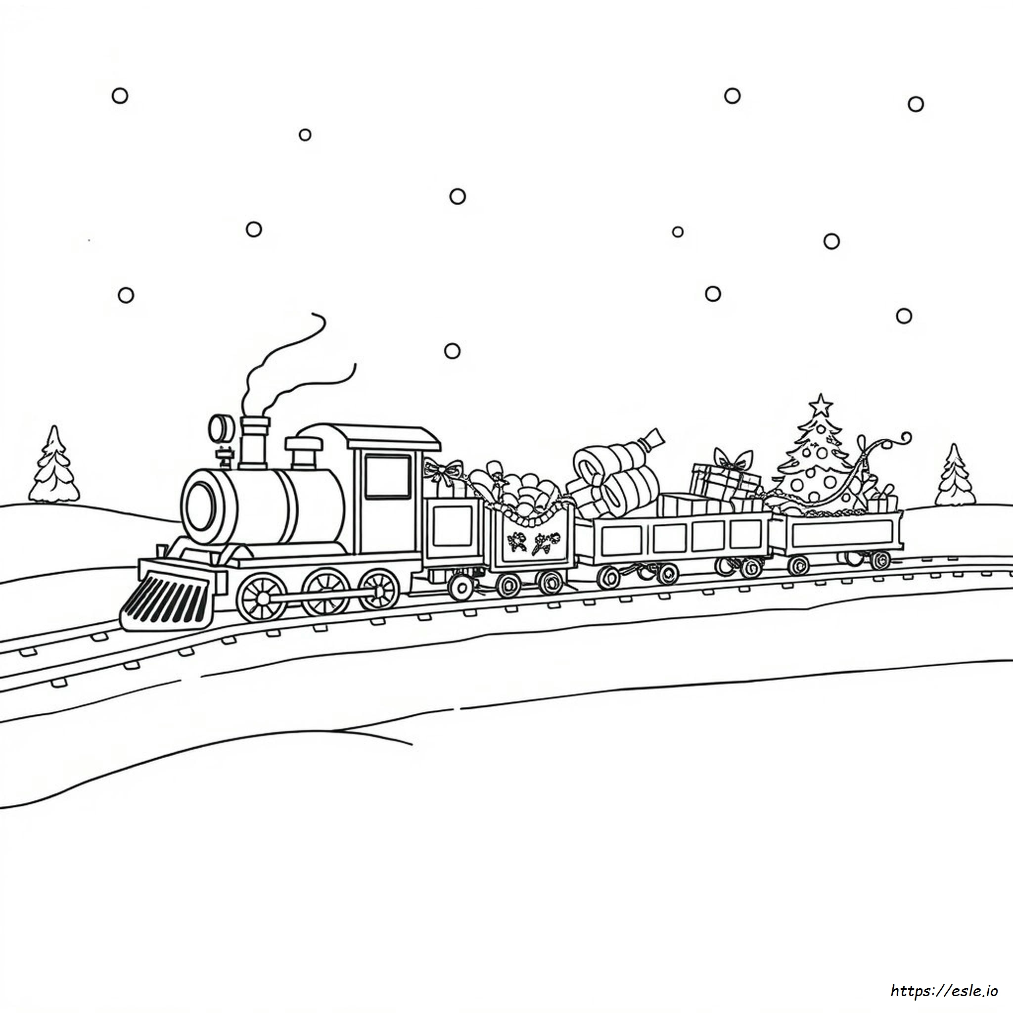 クリスマストレイン ぬりえ