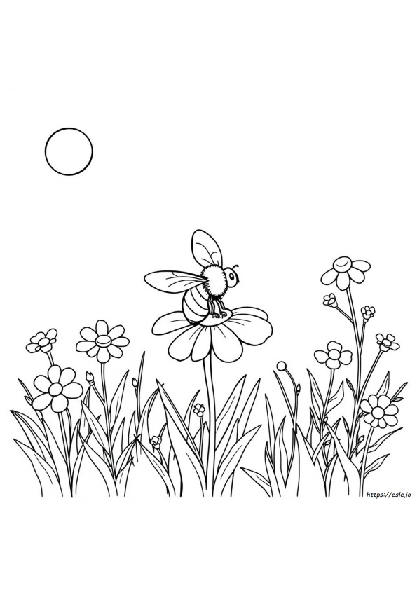 Bee Flower Coloring Page