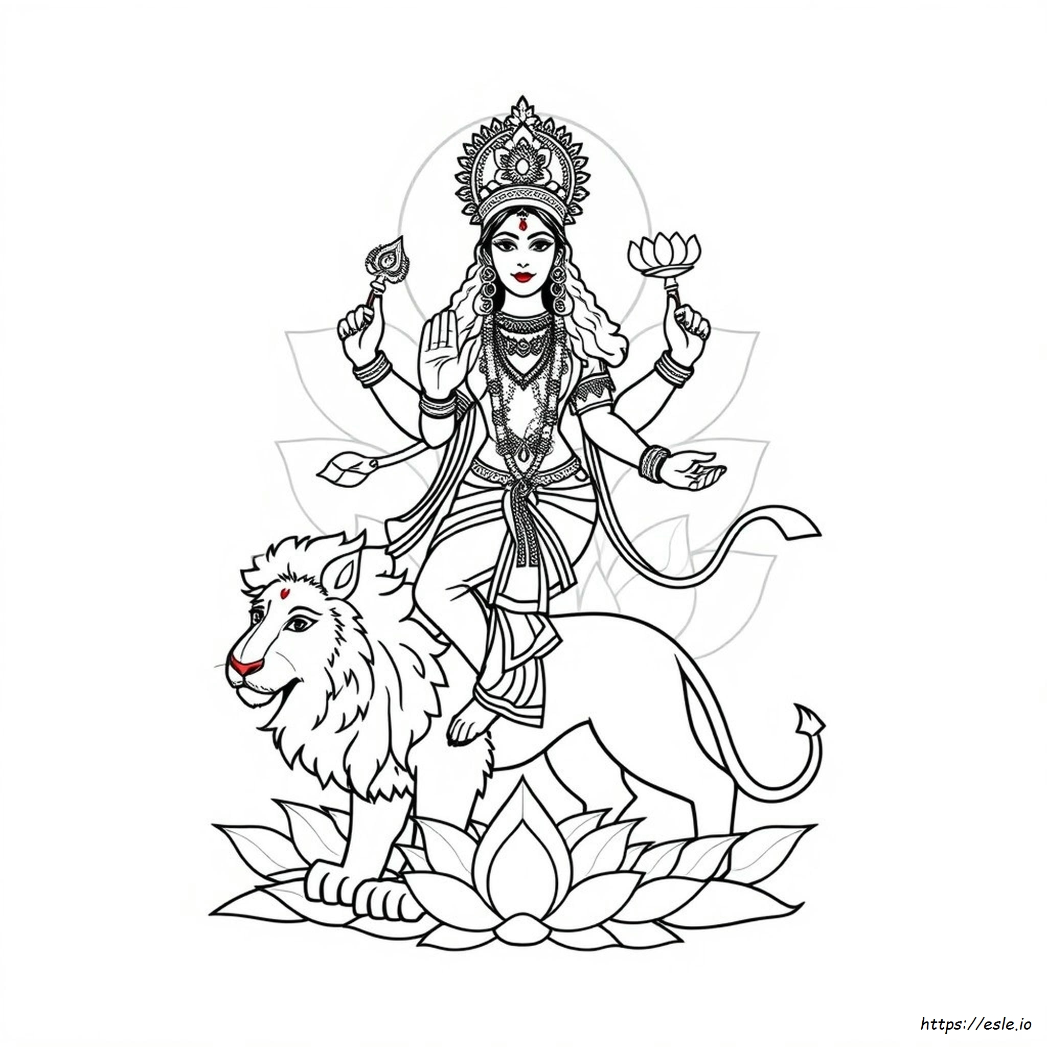 Easy Durga Colouring Pages