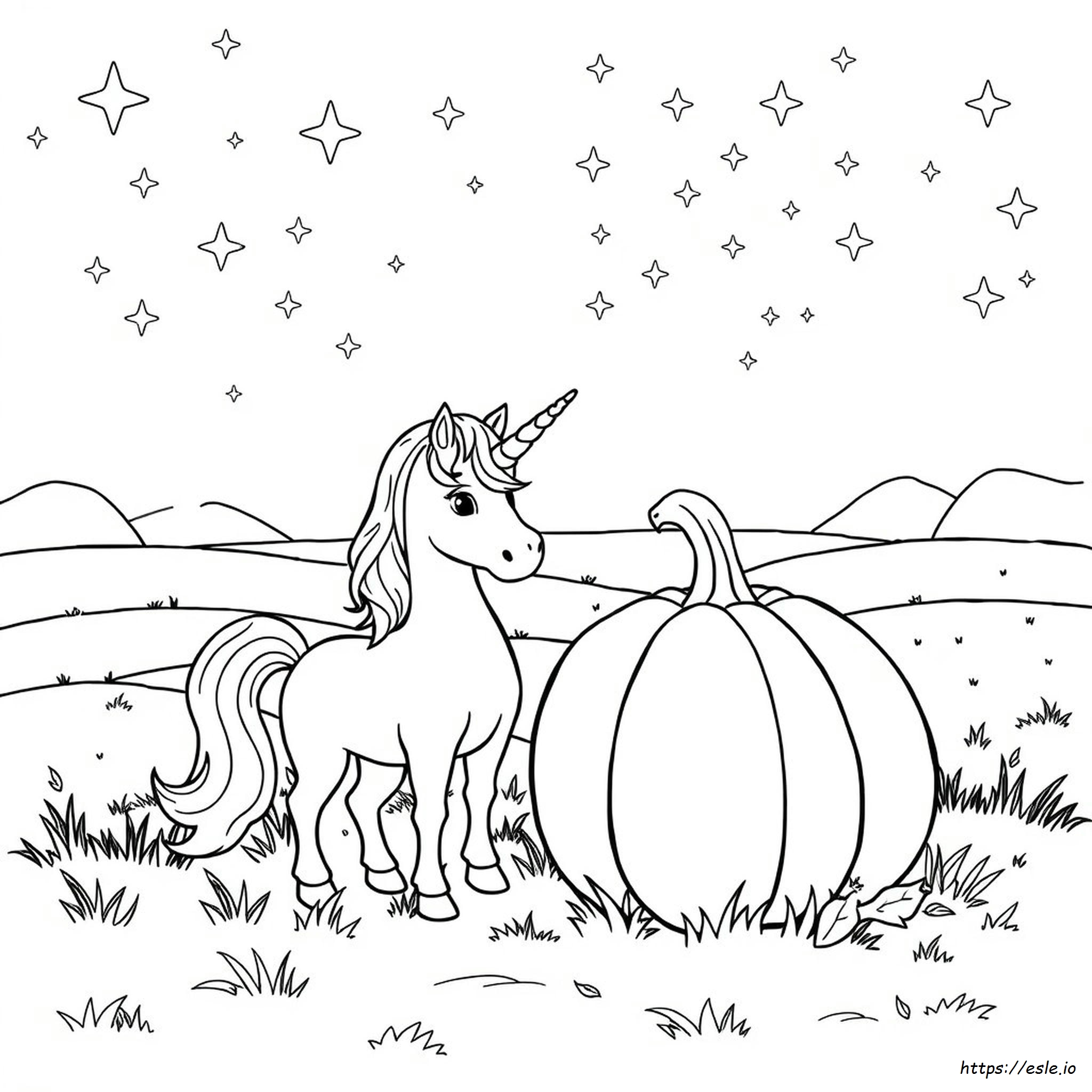 Unicorn Pumpkin Coloring Page