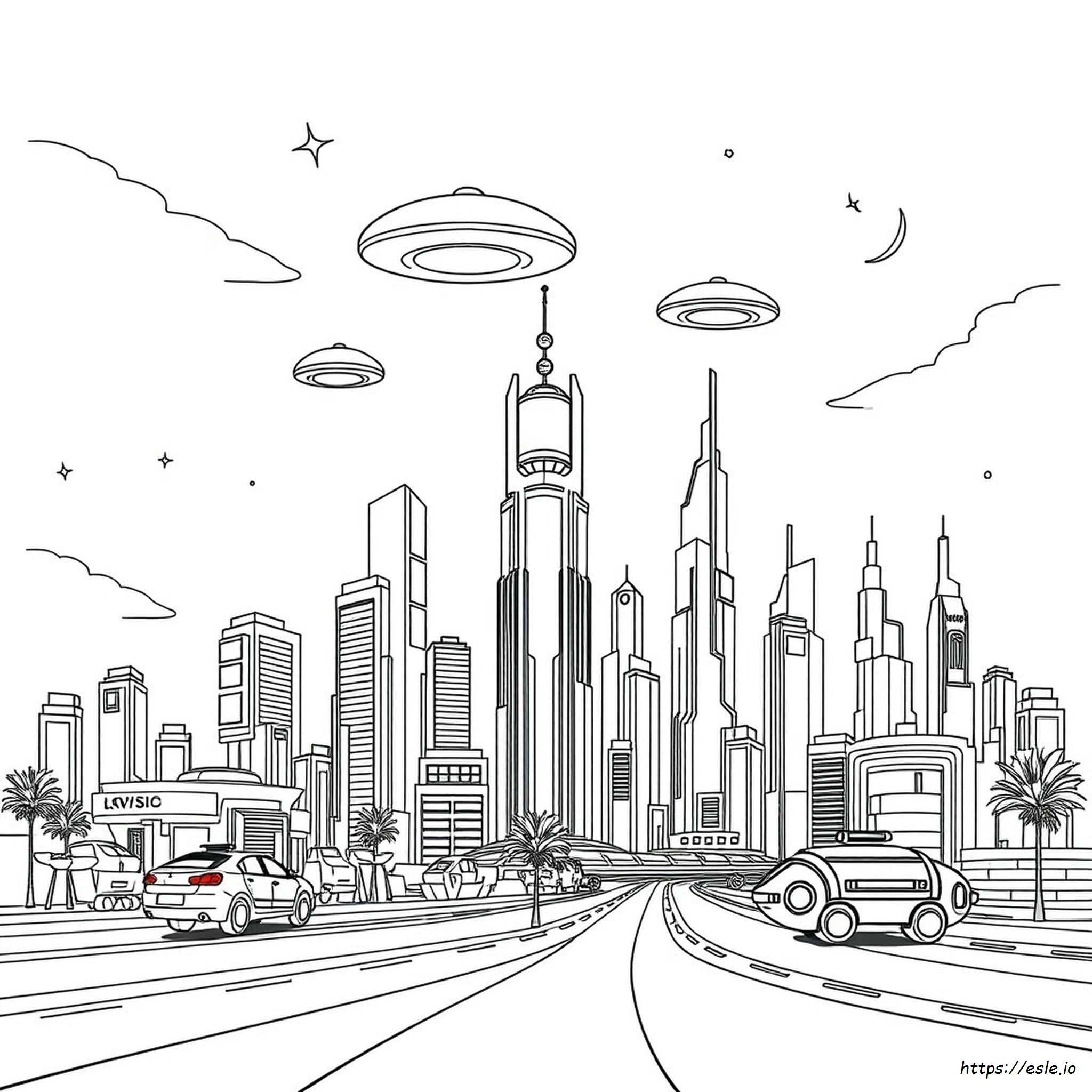 Futuristic City Coloring Page