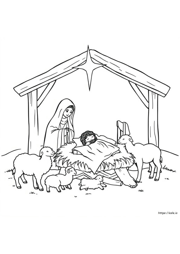 Gambar Mewarnai Yesus Di Palungan