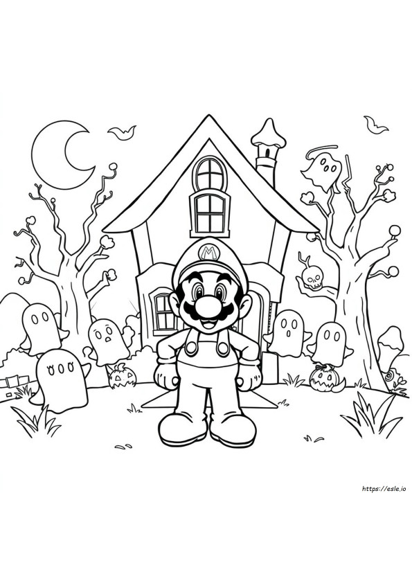 Mario Halloween Coloring Pages