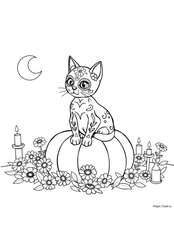 Sugar Skull Cat Coloring Pages