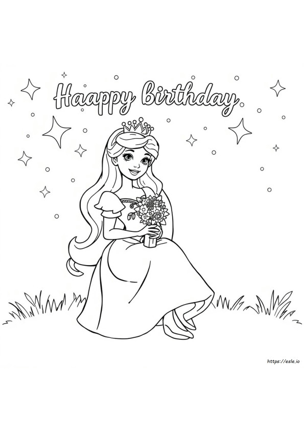 Happy Birthday Princess Coloring Pages