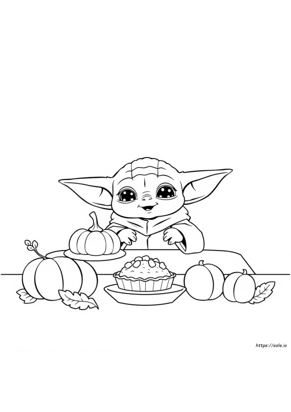 Baby Yoda Thanksgiving Coloring Page