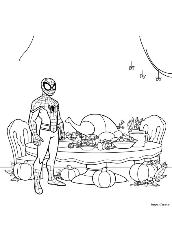 Spiderman Turkey Coloring Page
