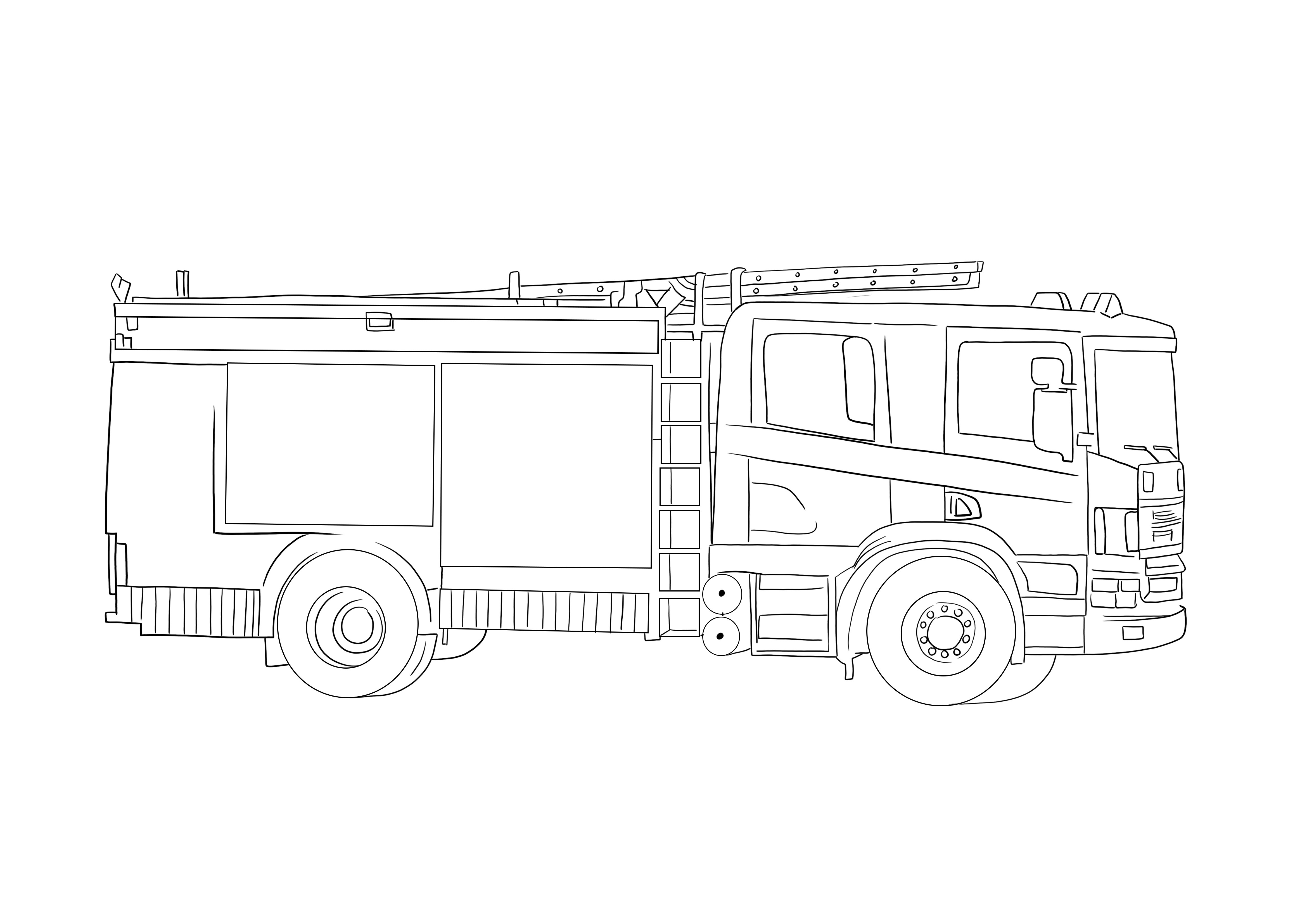 Nasz arkusz do kolorowania Wóz strażacki jest gotowy do wydrukowania