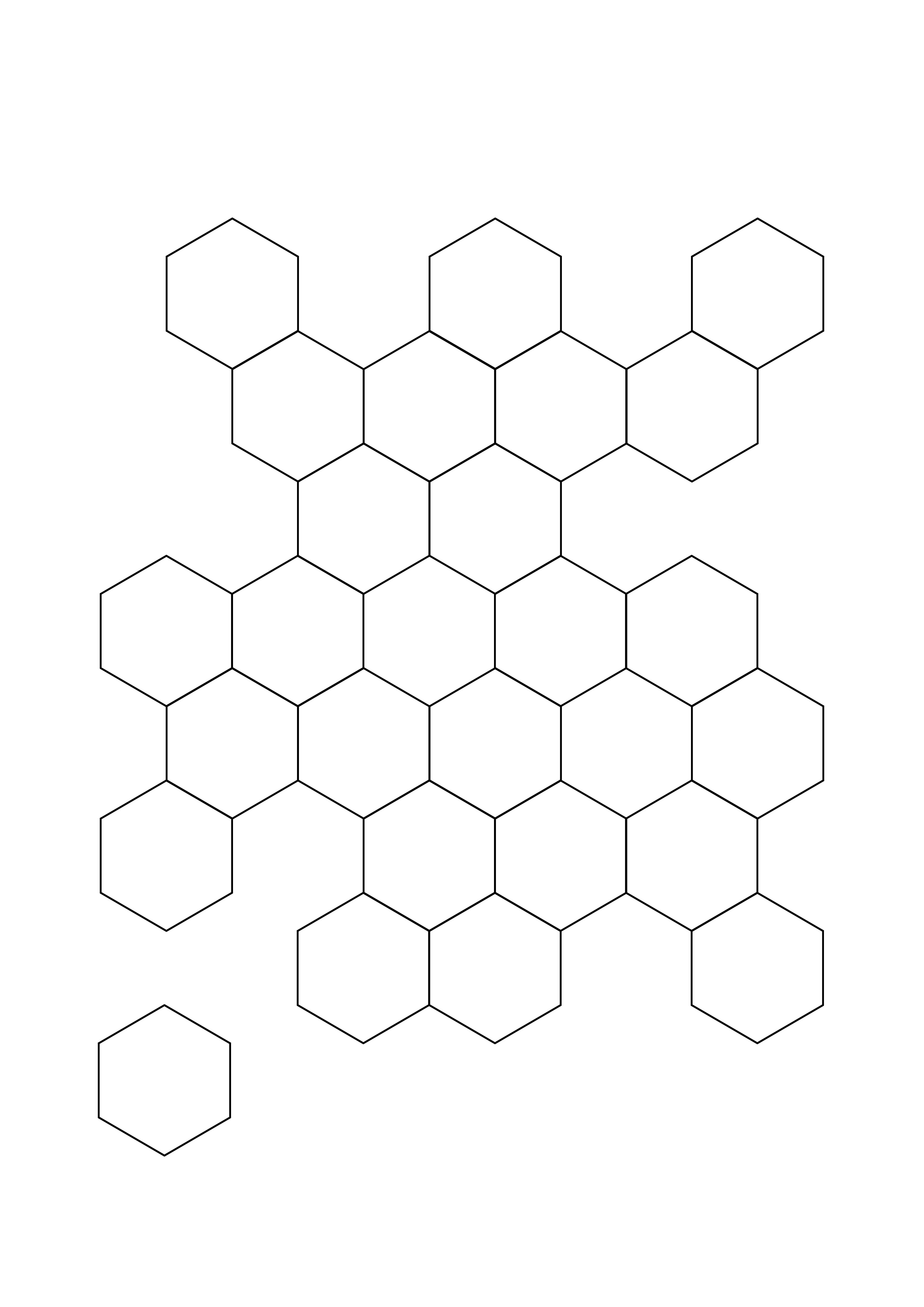 六角形のハニカム テセレーションを印刷または無料でダウンロードしてカラー シートにする