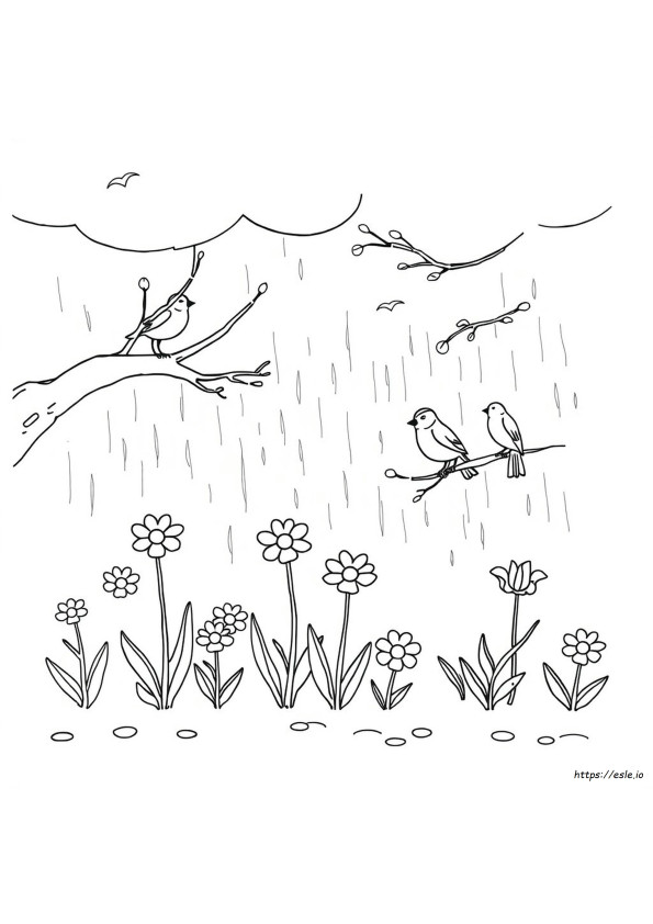 Coloriage Pluie Printanière