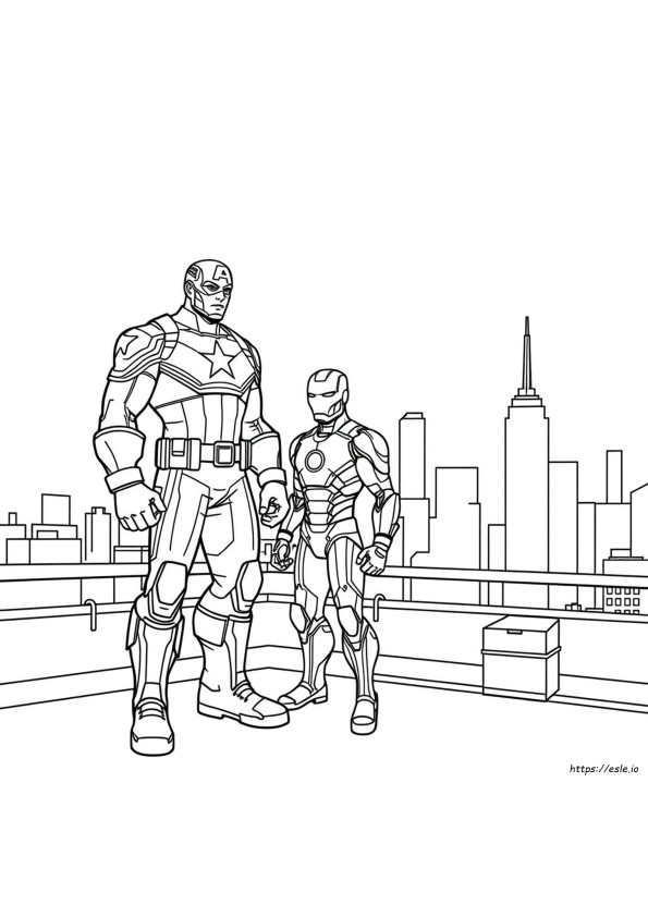 Capitan America E Iron Man Da Colorare