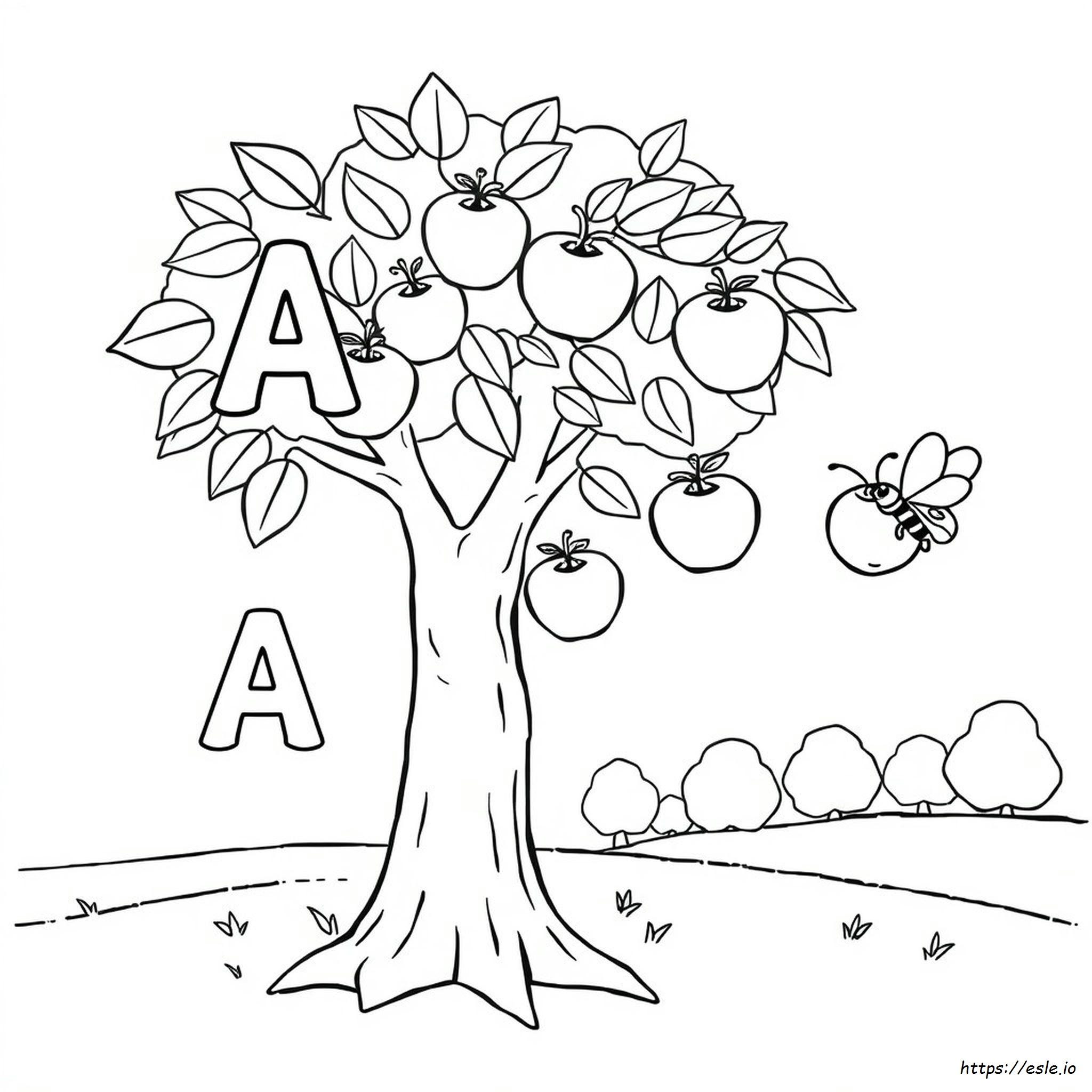 A Is For Apple Coloring Page Printable