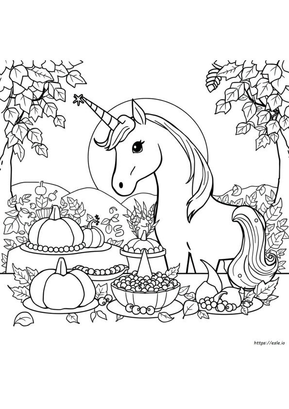 Thanksgiving Unicorn Coloring Pages