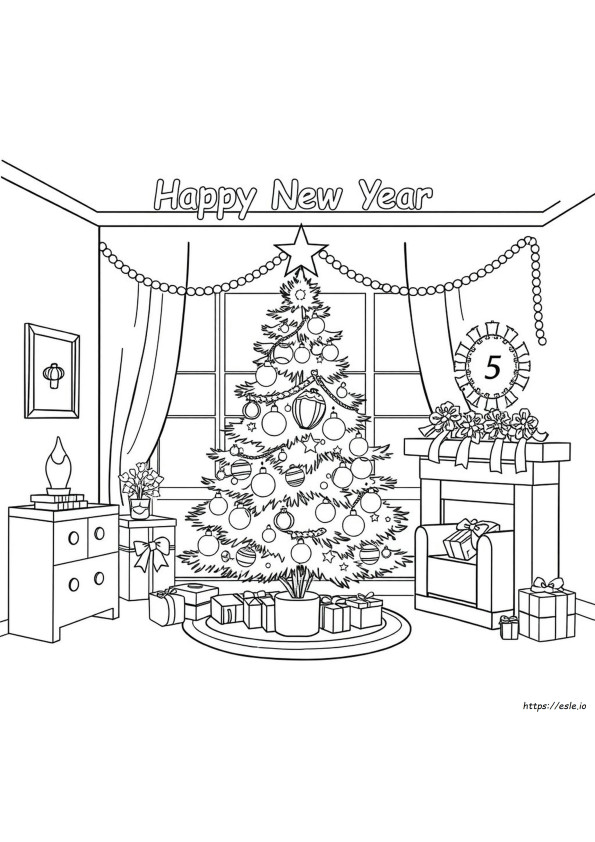 Happy New Year Drawing For Colouring