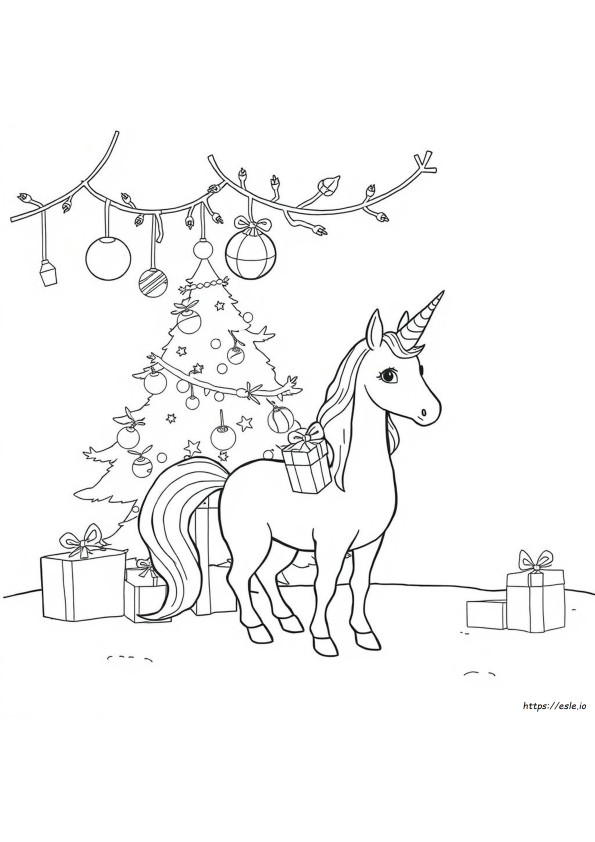 Christmas Unicorn Coloring Pages Free