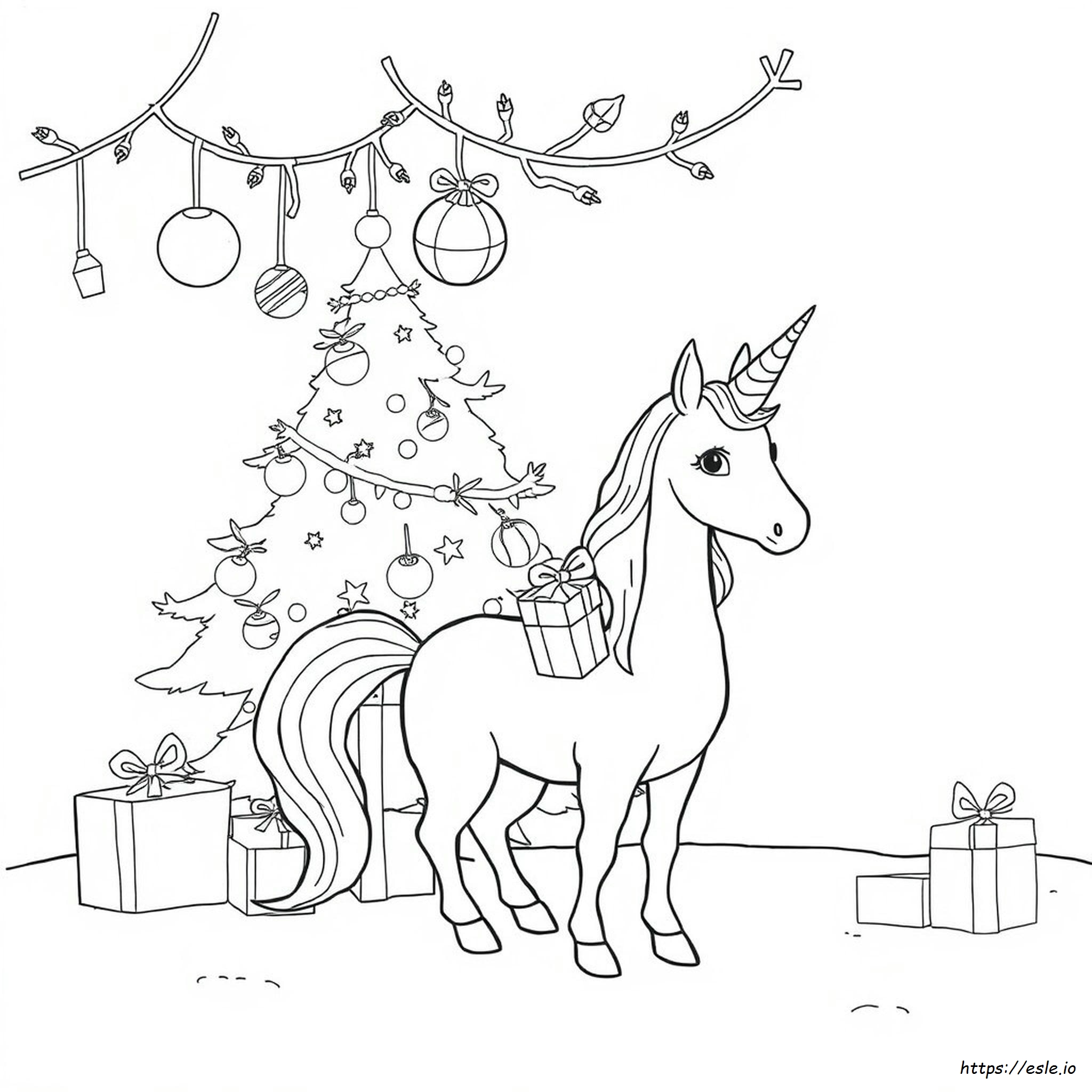 Christmas Unicorn Coloring Pages Free