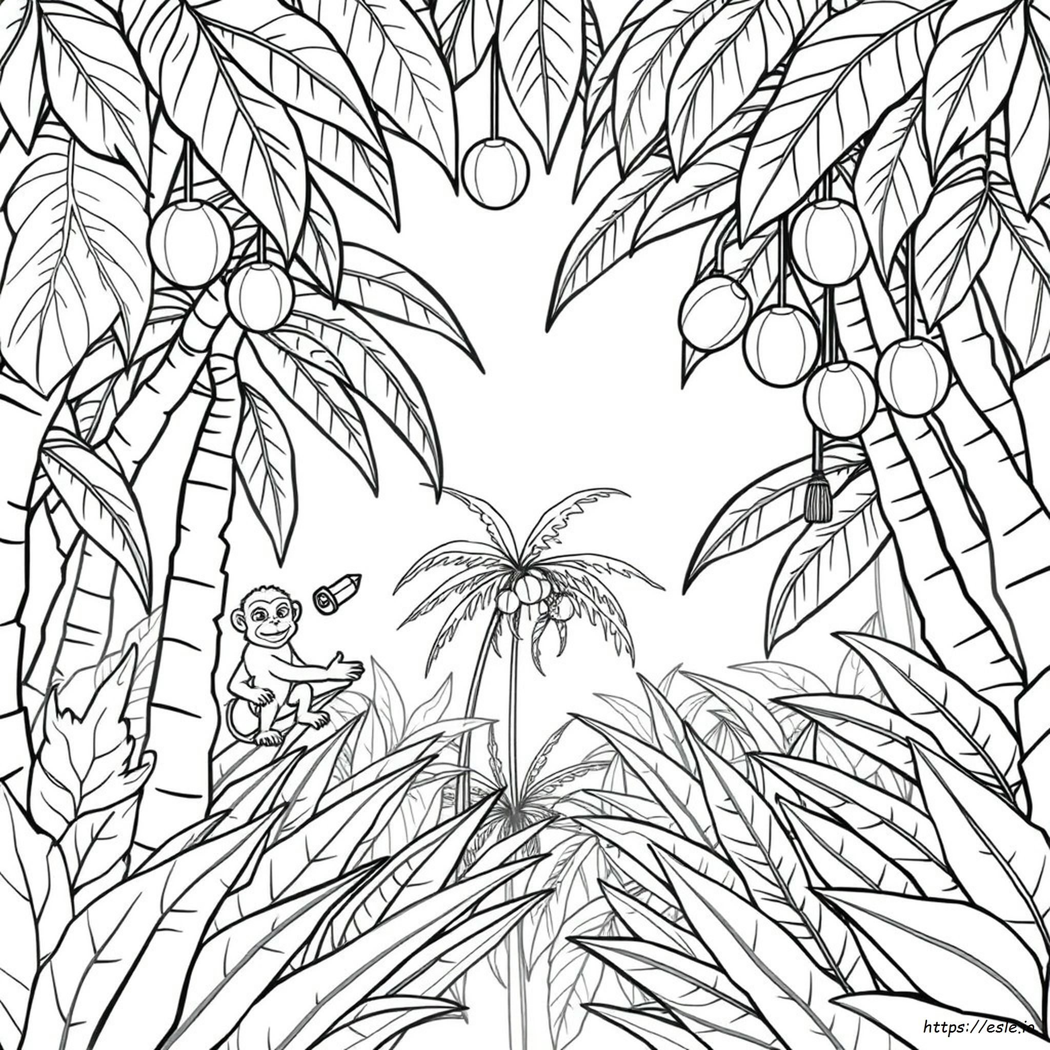 Tropical Jungle Coloring Page
