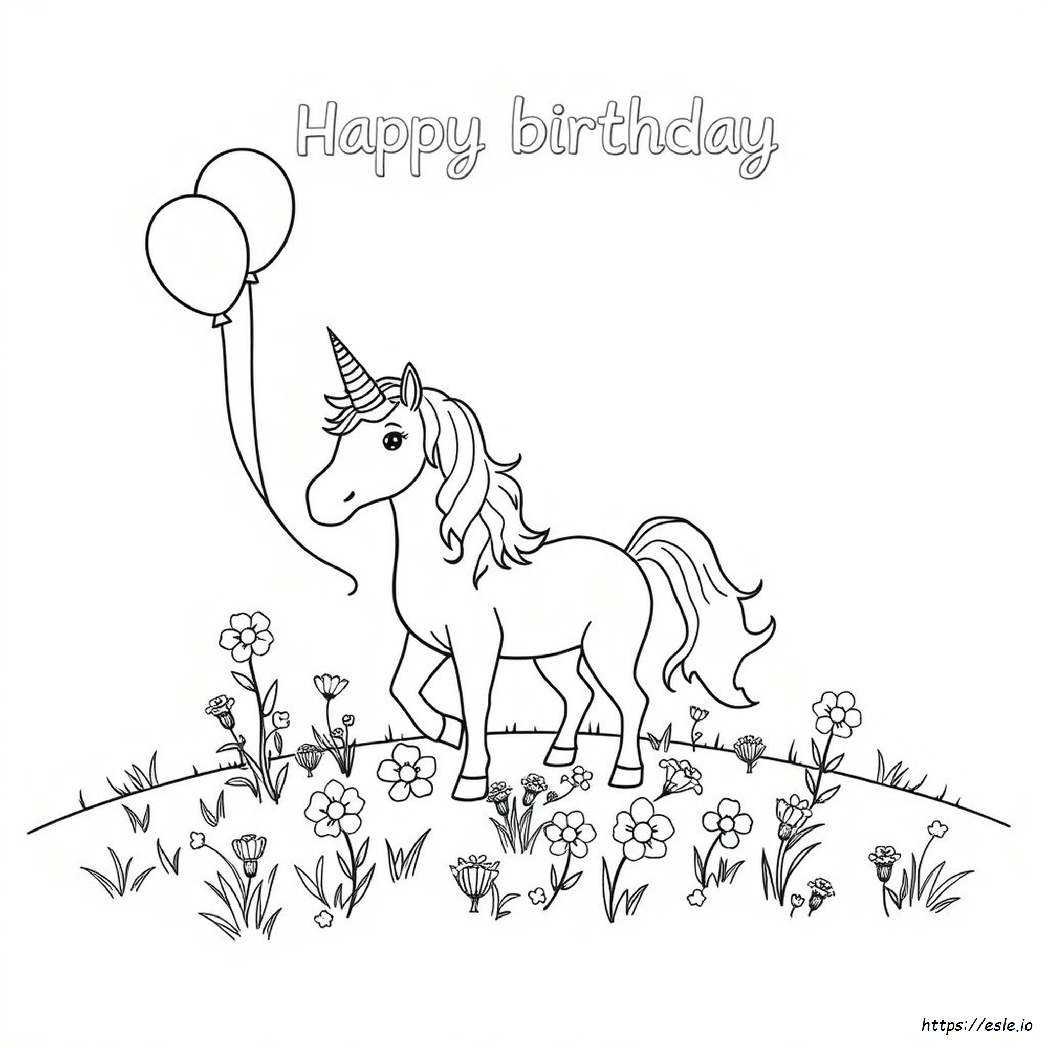 Printable Unicorn Coloring Birthday Card