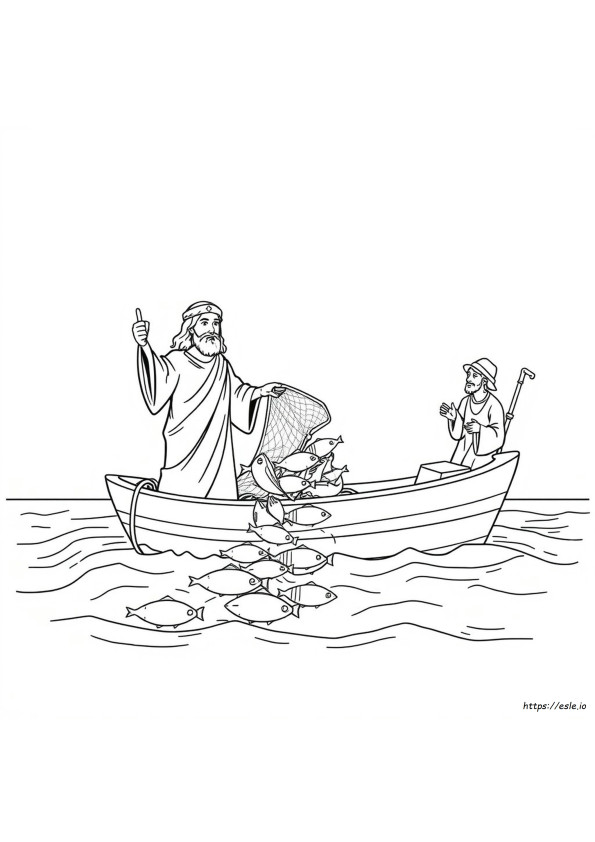 Miraculous Catch Printable Jesus And The Fishermen Coloring Page