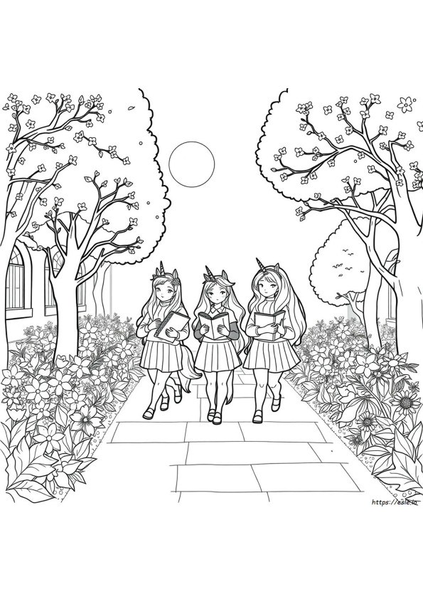 Colouring Pages Unicorn Academy