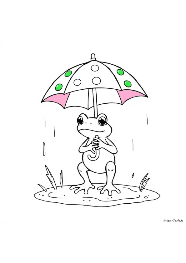 Coloriage Grenouille Avec Parapluie