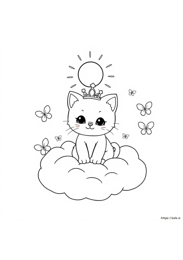 Kitty In Tiara Coloring Page