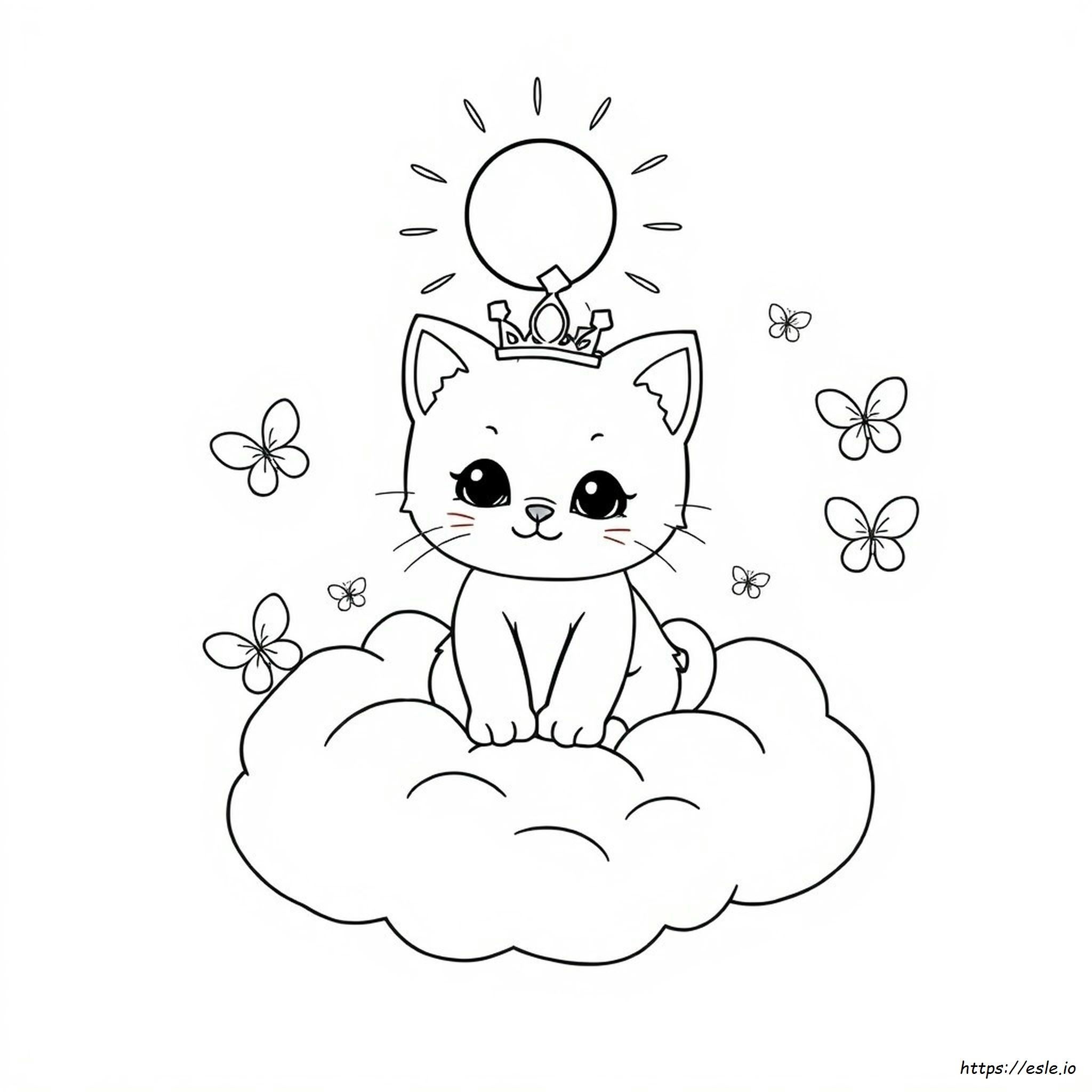 Kitty In Tiara Coloring Page