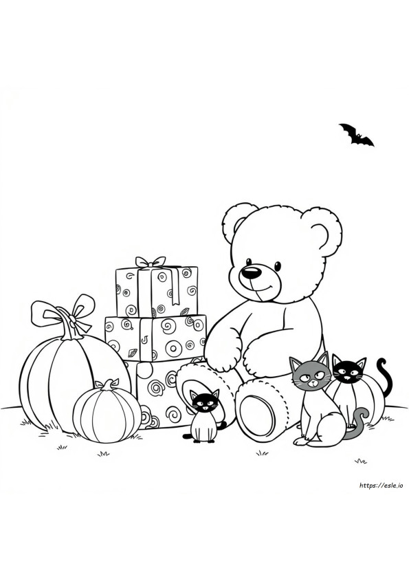 ハロウィン テディベア 塗り絵 無料