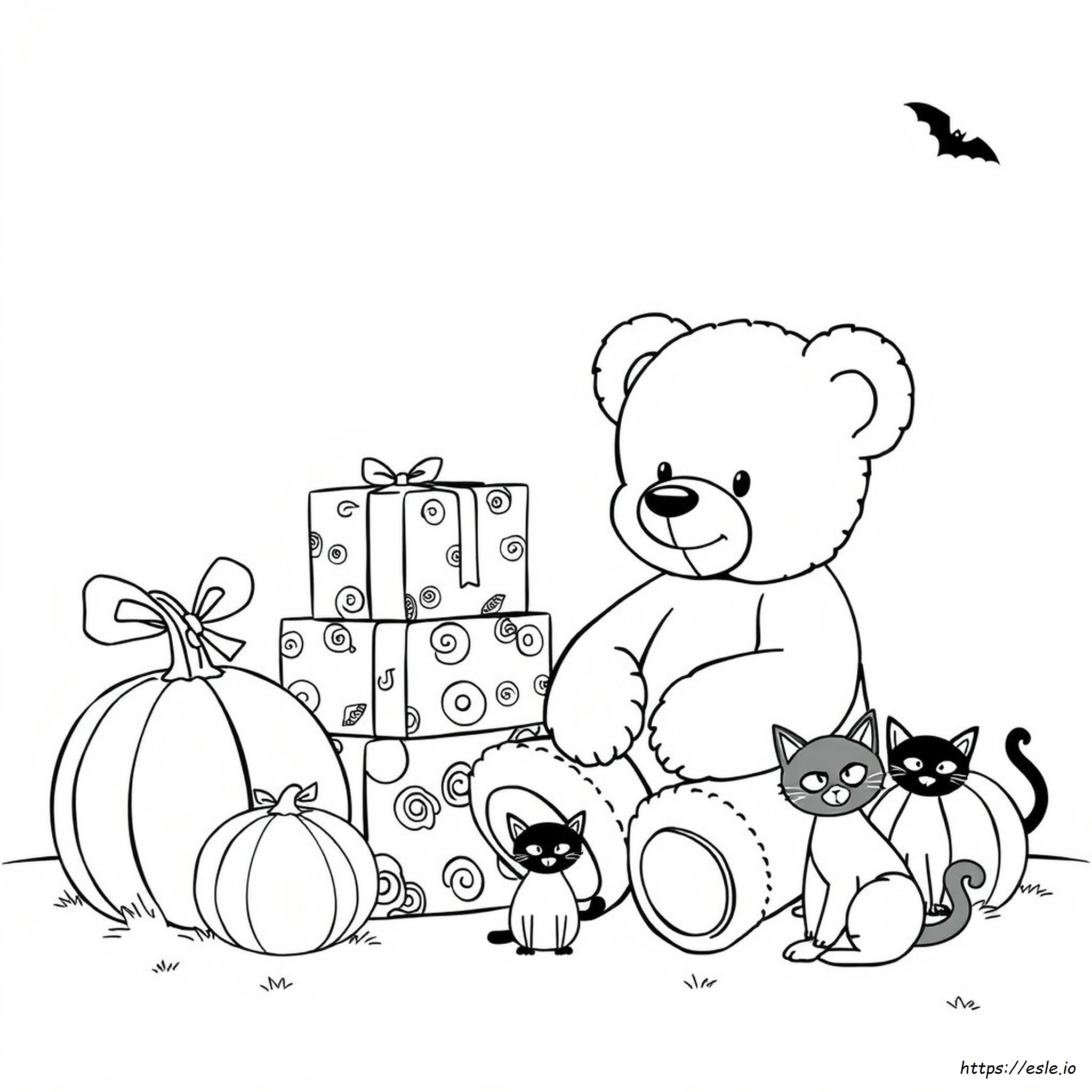 ハロウィン テディベア 塗り絵 無料