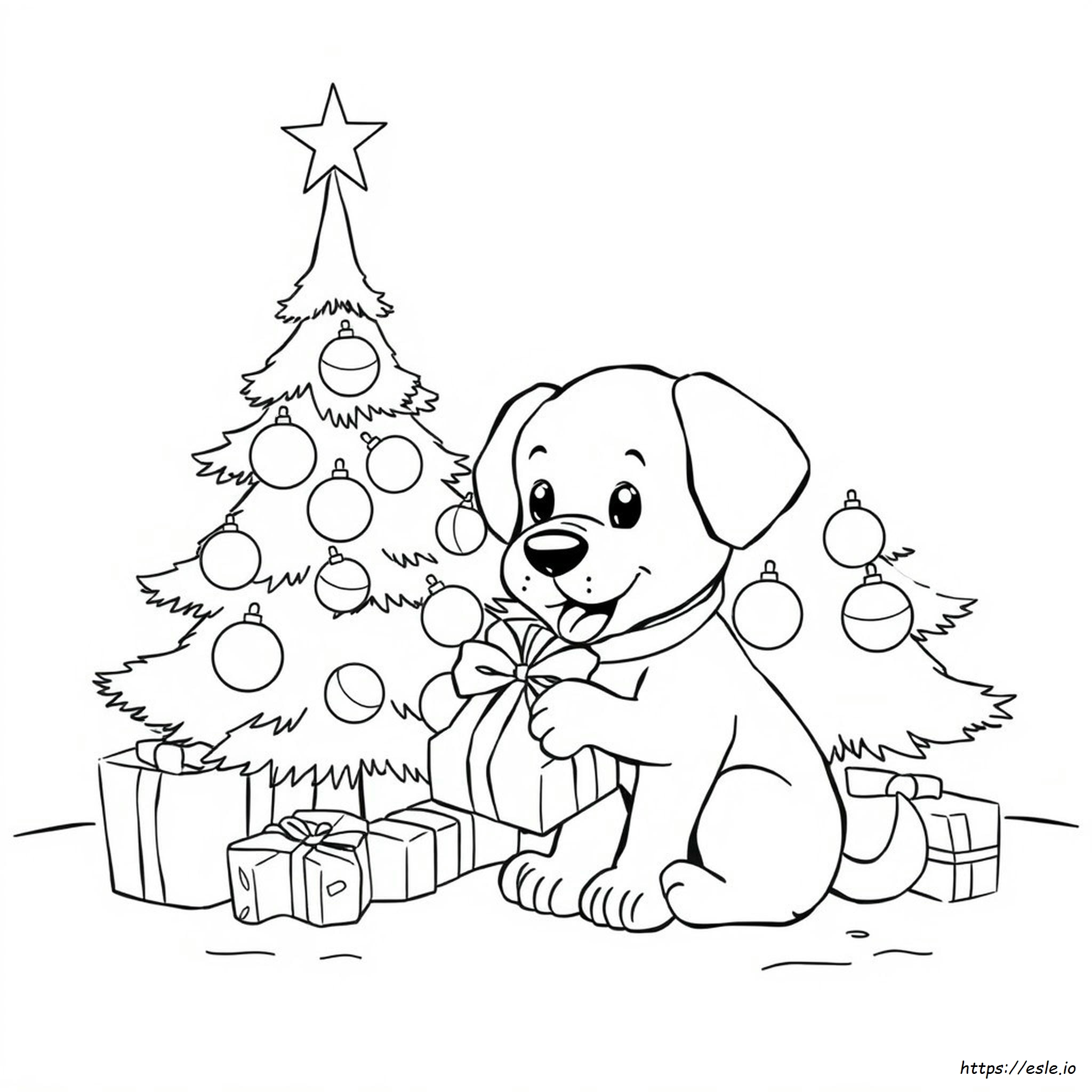 Christmas Puppy Coloring