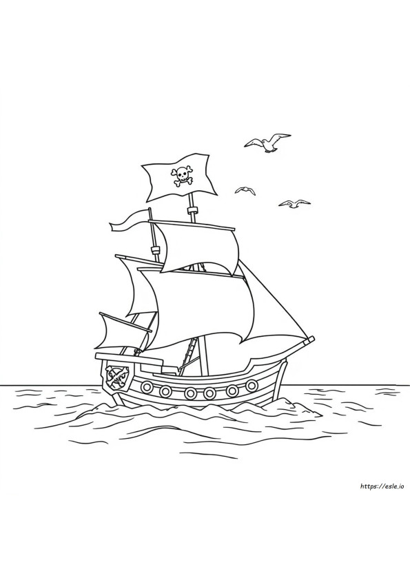 Navio Pirata Para Colorir Para Crianças