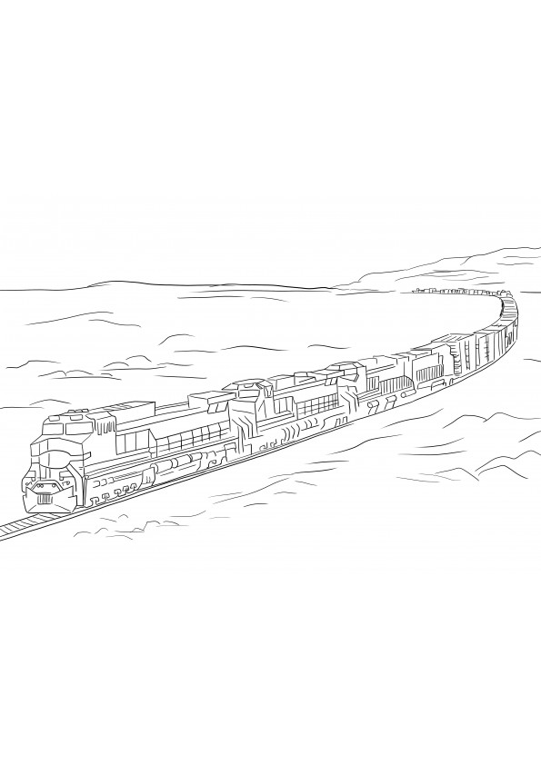 Freight Train simple to download or print images to color for kids