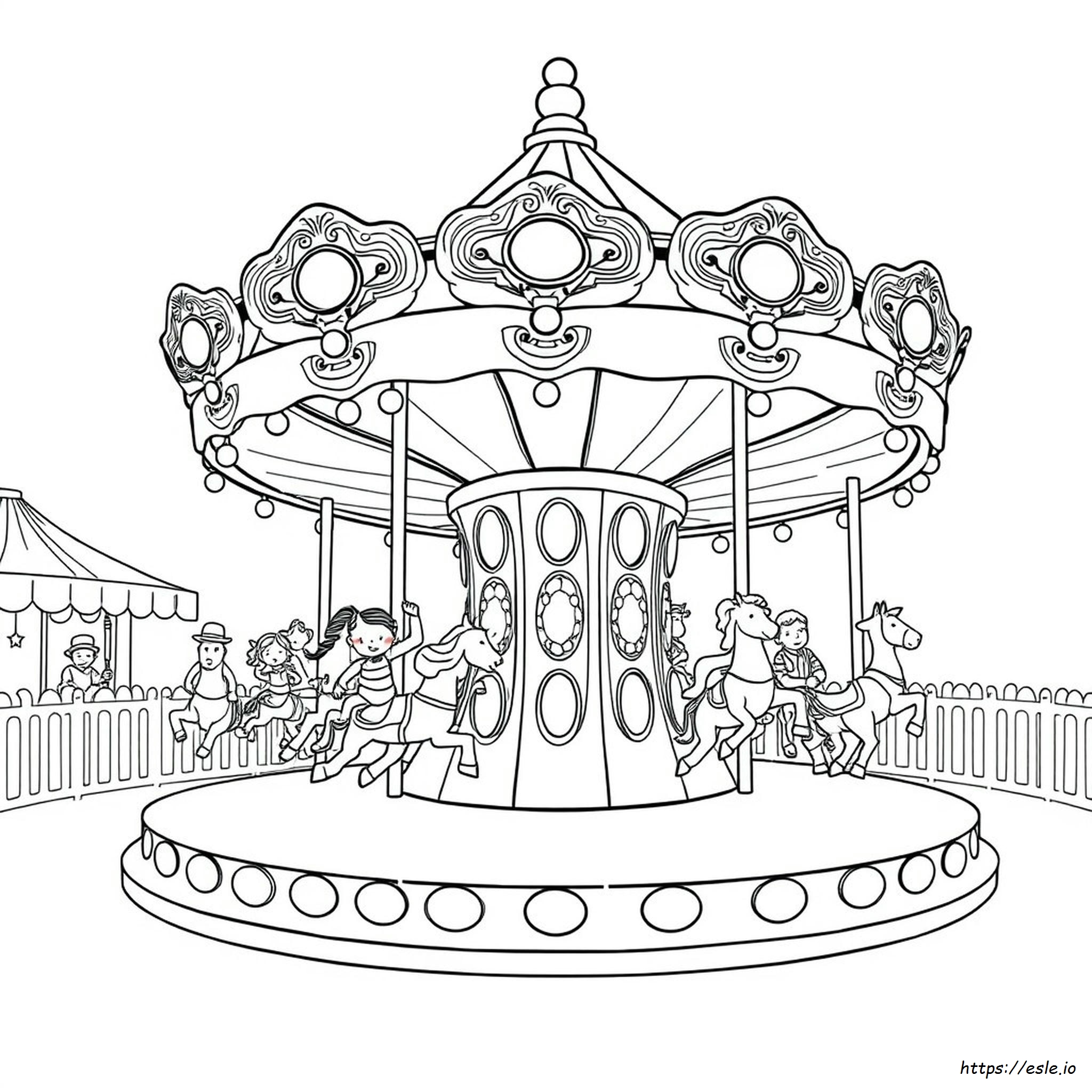 Merry Go Round Colouring Pages