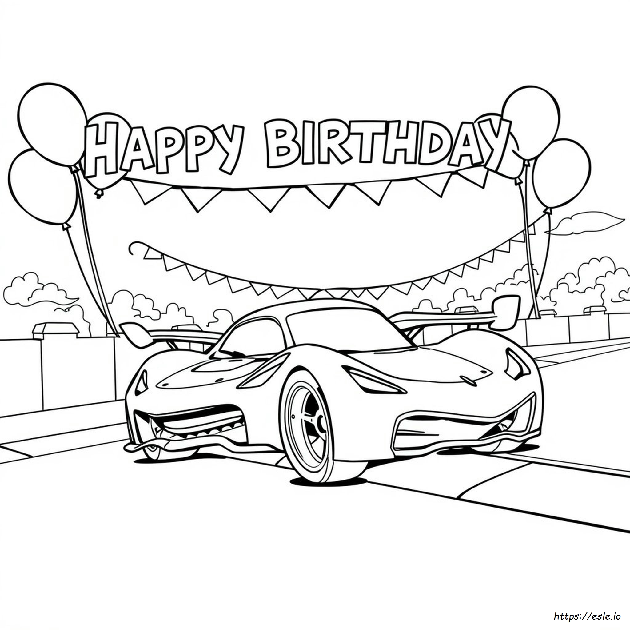 Hot Wheels Happy Birthday Coloring Page