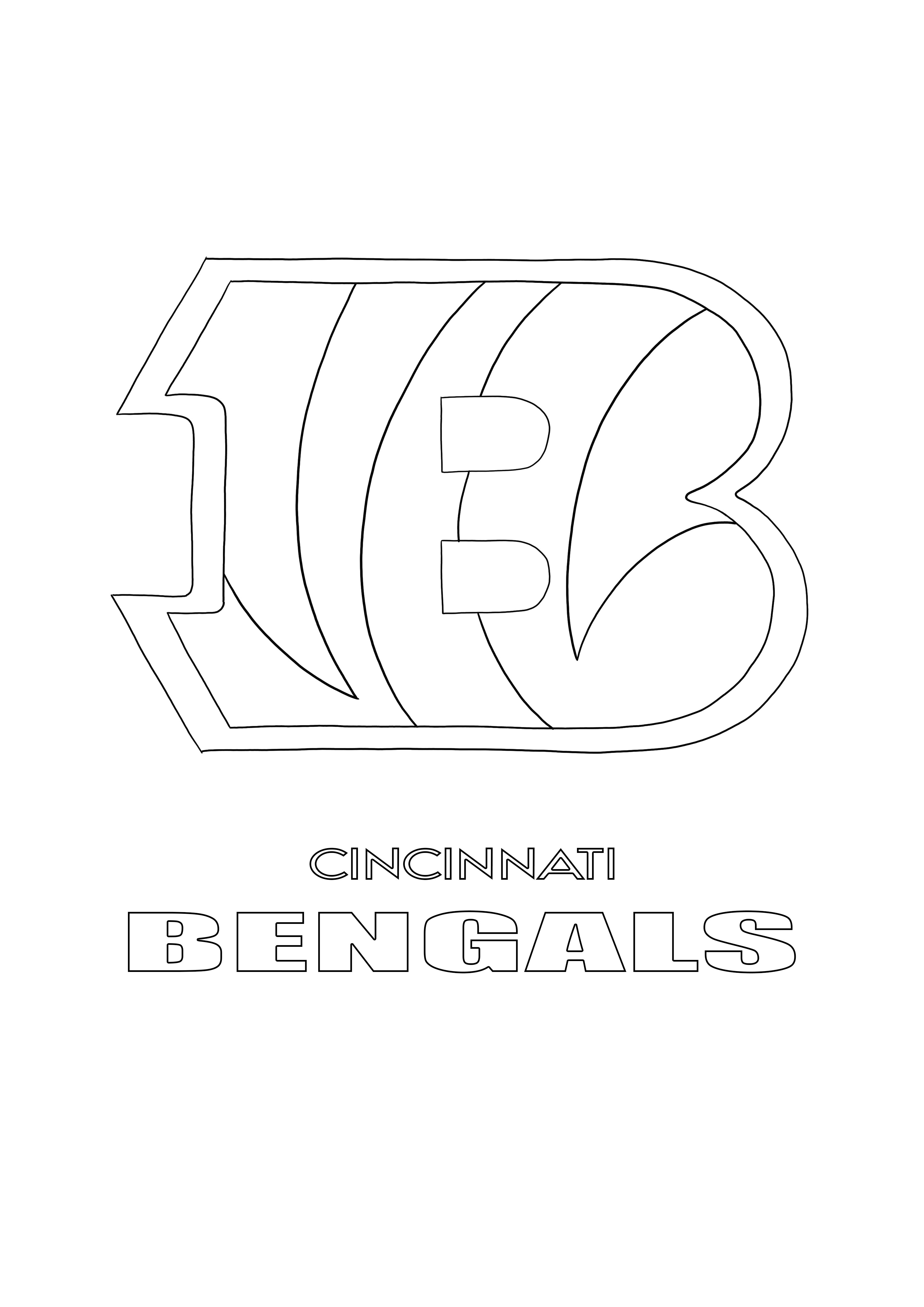 Az NFL Cincinnati Bengals logó ingyenesen nyomtatható, gyerekeknek színezhető