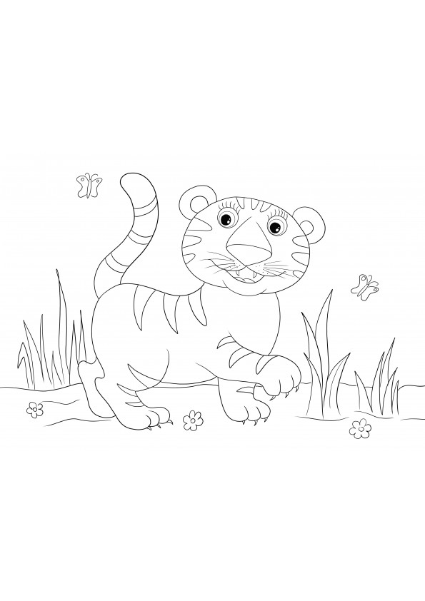 Cute Baby Tiger coloring sheet free to download or save for later
