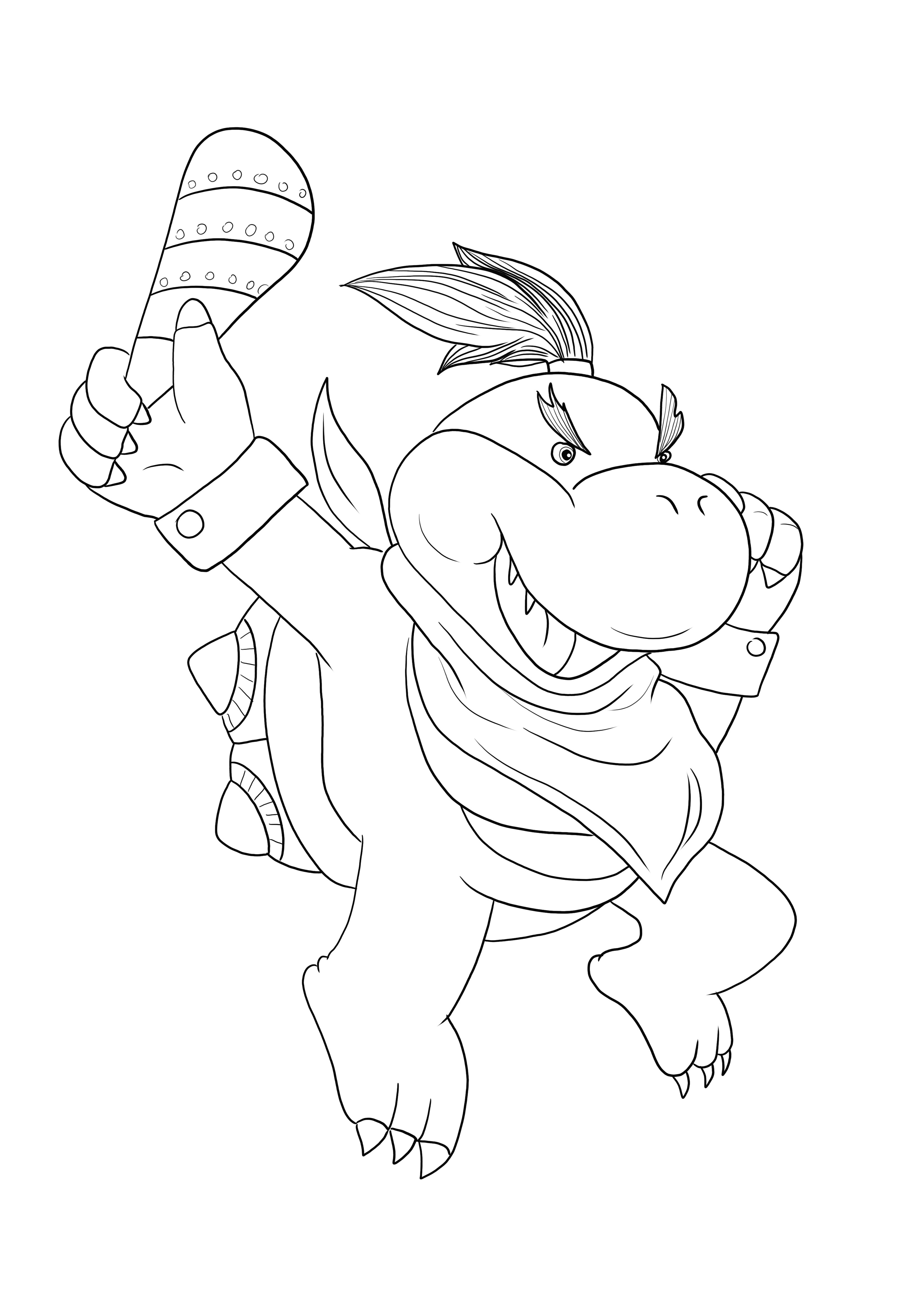Bowser Jr from the Super Mario game is ready to be printed and colored by kids of all ages